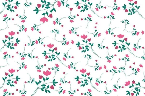 Pembe çiçekli ve beyaz arka planda yemyeşil yapraklı canlı, pürüzsüz bir vektör deseni. Ev dekorasyonu, ambalaj ya da el sanatları için mükemmel. Bu tasarım unsuru her projeye yeni ve neşeli bir estetik katar..