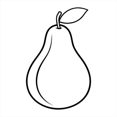 Renkli kitaplar, eğitim kaynakları veya tasarım unsurları için mükemmel bir armut tasviri armut pürüzsüz yuvarlak bir gövde, kısa bir gövde ve tek bir yaprak ile tasvir edilir.