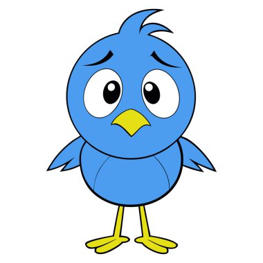 Bu resimde sevimli ama melankolik bir ifadeye sahip bir çizgi film kuşu yer alıyor. Kuş, parlak mavi bir renkle betimlenmiştir. Sarı gaga ve ayaklarla çok uyumsuzdur. Büyük gözleri bembeyaz bir hüzün iletir.