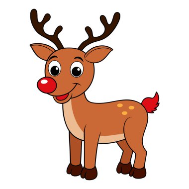 Bu tuhaf karikatür çizimi Noel tatili için mükemmel bir ren geyiği içeriyor. Ren geyiği parlak kırmızı bir burunla tasvir edilir ve ona ünlü Rudolph 'u hatırlatır. Çizgi film stili neşeli bir element ekler.