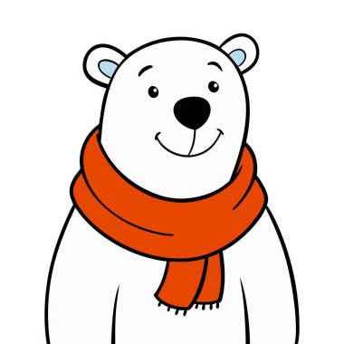 Bu enfes resimde beyaz bir zemin üzerinde duran neşeli bir kutup ayısı görüntüye biraz sıcaklık ve kişilik katan canlı turuncu bir eşarp ile süslenmiştir. Tasarım basit ama ifade edilebilir.