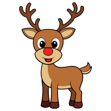 Bu vektör illüstrasyonunda beyaz bir zemine karşı duran büyüleyici bir ren geyiği görülüyor. Ren geyikleri basit bir çocuksu tarzda gösteriliyor. Bu da onu çekici ve davetkar kılıyor.