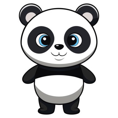 Bu enfes resimde basit bir çizgi film tarzında gösterilen büyüleyici bir panda var. Panda, karakteristik siyah beyaz kürk deseniyle dimdik ayakta duruyor. İfade eden büyük mavi gözleri, izleyicilerin dikkatini çekiyor.