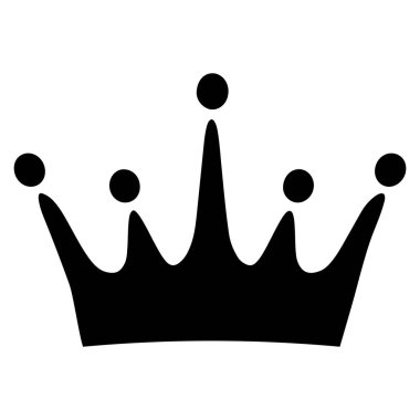 Çarpıcı bir grafik tasarımı, parlak siyah bir taç siluetini bembeyaz bir arkaplana karşı sergiliyor. Taç, her birinin üstünde dairesel bir unsurla bezenmiş beş belirgin noktadan oluşuyor. Minimalist tasarımı onu daha da güzelleştiriyor.