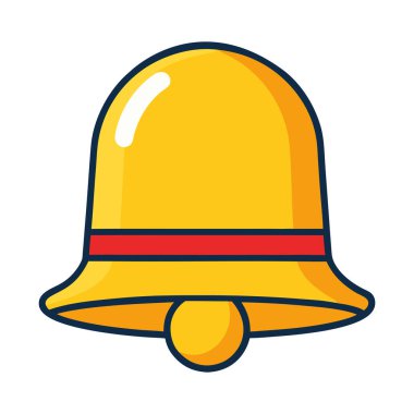 Bu resim canlı ve neşeli bir sarı çan illüstrasyonunu tasarımı üzerinde belirgin bir kırmızı bant ile tasvir eder çan onun canlı ve temiz estetiğine katkı sağlayan cesur ana hatlarıyla tasvir edilir sanat eserleri bir rahip aleyhinde sunulur