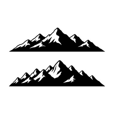 Bu çarpıcı siyah beyaz illüstrasyon, karanlık dağ sıraları ve karla kaplı zirveler arasında görsel olarak çekici bir grafik kaynağı oluşturan açık bir tezat sergiliyor. Dağ siluetleri iki farklı satırda çok yönlü opti sunuyor.