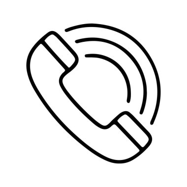 Bu minimalist illüstrasyonda, beyaz bir arka plana karşı açık siyah çizgili klasik bir telefon alıcısı tasvir edilmiştir. Tasarım, telefonun sembolik sembolü ile iletilen bir iletişim ve bağlantı hissini vurgular.
