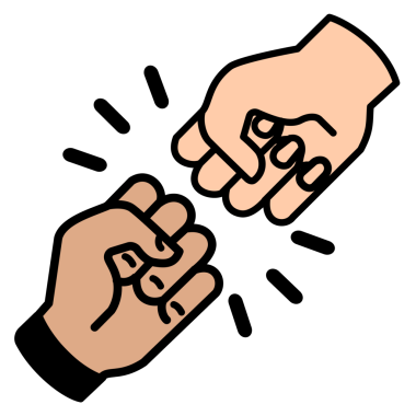 Yumruk vuruşu yapan iki elin vektör çizimi