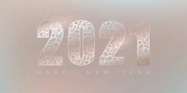 Felice anno nuovo 2021 elegante biglietto di auguri — Vettoriale Stock