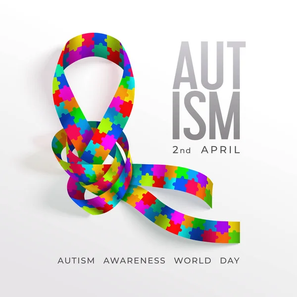 Concepto del día mundial de la conciencia del autismo con cinta fotorrealista — Vector de stock