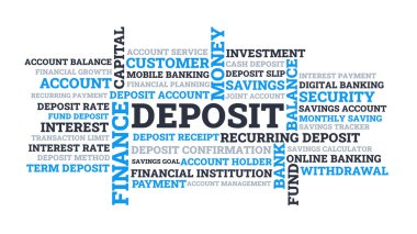 Deposit Word Cloud Design, Deposit Typography Design Concept
