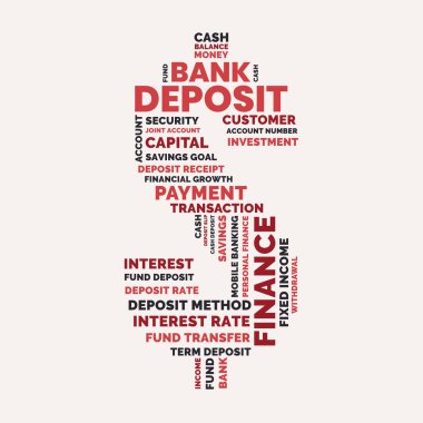 Bank Deposit Dollar Sign Word Cloud, Financial Deposit keywords and terms concept