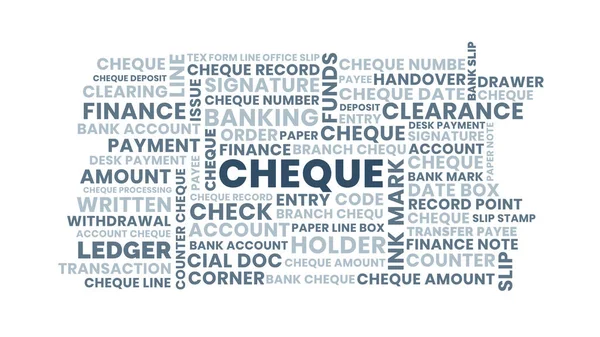 Çek kelime bulut konsepti, bankacılık finans ve ödeme çek bulutu beyaz üzerine izole