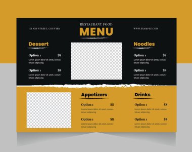 Modern Restoran Gıda Menüsü Şablonu Siyah ve Hardal Sarı Temizlik Düzeni