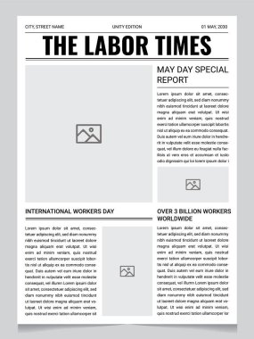 İşçi Bayramı Gazete Şablonu Mayıs Editör Düzenleme İşçi Bayramı Raporu El ilanı Yazdırılabilir Modern Gazete Tasarımı