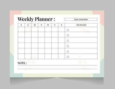 Minimalist Haftalık Planlayıcı Şablonu, Yazdırılabilir Üretim Düzenleyici Düzeni