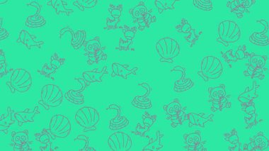 Canlı Yeşil Arkaplan Üzerine Soyut Çiçek Deseni CanlandırmasıName.