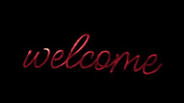 Parlayan Kırmızı Karşılama Siyah Arkaplanda Metin Canlandırması.