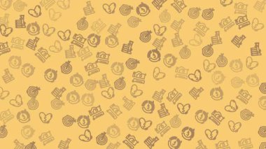 Sarı Arkaplanda Kusursuz Sosyal Medya Simgeleri Deseni.