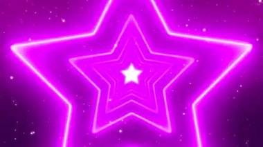 Pembe Neon Işıkları Yıldız Tüneli Parlayan Parçacıklar Arkaplan Taşıması. Pembe Neon Renkli Yıldız Tüneli.
