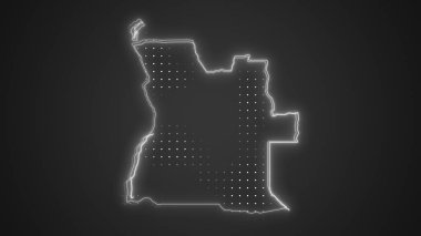 Neon Angola Haritası Fütürist Dijital Işıltı Yarıton İllüstrasyonu