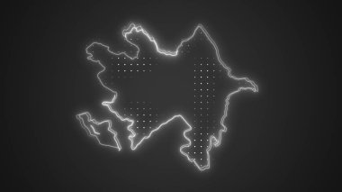 Neon Azerbaijan Map Outline Futuristic Digital Glow Halftone Illustration