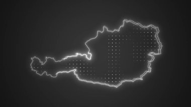 Neon Austria Map Outline Futuristic Digital Glow Halftone Illustration