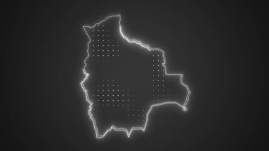 Neon Bolivya Haritası Taslak Fütüristik Dijital Parıltı YarıTonlama İllüstrasyonu