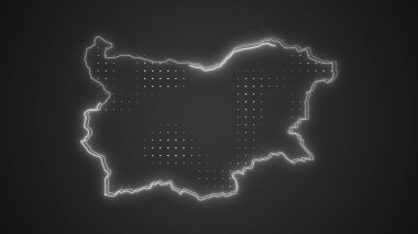 Neon Bulgaria Map Outline Futuristic Digital Glow Halftone Illustration