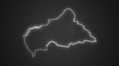 Neon Central African Republic Map Outline Futuristic Digital Glow Halftone Illustration