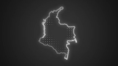 Neon Kolombiya Haritası Taslak Fütüristik Dijital Parıltı YarıTonlama İllüstrasyonu