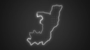 Kongo Haritasının Neon Cumhuriyeti Fütüristik Dijital Işıltı Yarım Tonlama İllüstrasyonu