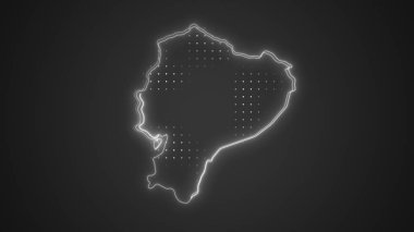 Neon Ekvador Haritası Fütüristik Dijital Parıltı YarıTonlama İllüstrasyonu