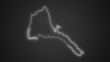 Neon Eritrea Map Outline Futuristic Digital Glow Halftone Illustration