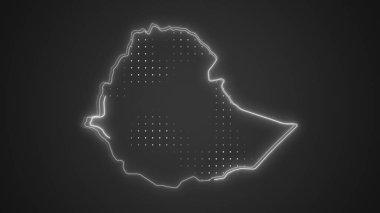 Neon Ethiopia Map Outline Futuristic Digital Glow Halftone Illustration