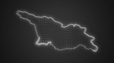 Neon Georgia Haritası Fütürist Dijital Işıltı YarıTonlama İllüstrasyonu