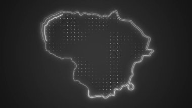 Neon Lithuania Map Outline Futuristic Digital Glow Halftone Illustration