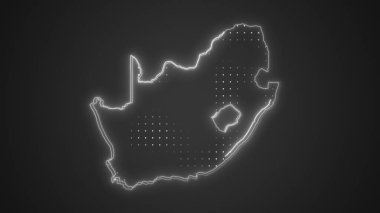 Neon South Africa Map Outline Futuristic Digital Glow Halftone Illustration