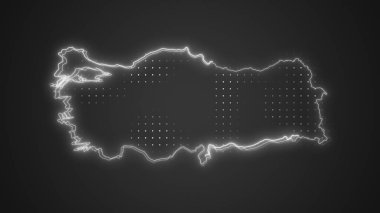 Neon Turkey Map Outline Futuristic Digital Glow Halftone Illustration
