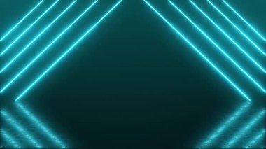 Çağdaş Mavi Parlayan Neon Işıkları Döngü Arkaplan Duvar Kağıdı Yansıtıcı Döşeme