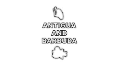Neon Antigua and Barbuda Map Outline Futuristic Digital Glow Halftone Illustration