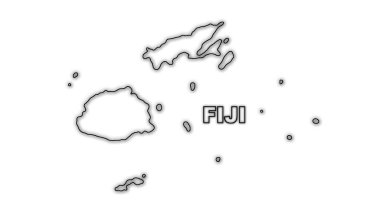 Neon Fiji Map Outline Futuristic Digital Glow Halftone Illustration