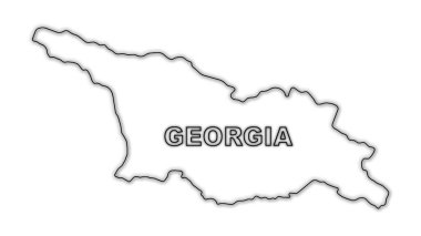 Neon Georgia Haritası Fütürist Dijital Işıltı YarıTonlama İllüstrasyonu