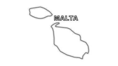 Neon Malta Map Outline Futuristic Digital Glow Halftone Illustration
