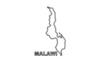 Neon Malawi Haritası Fütürist Dijital Parıltı YarıTonlama İllüstrasyonu