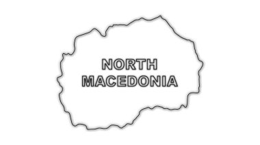 Neon North Macedonia Map Outline Futuristic Digital Glow Halftone Illustration