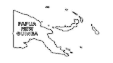 Neon Papua Yeni Gine Haritası Taslak Fütürist Dijital Parıltı YarıTonlama İllüstrasyonu