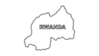 Neon Ruanda Haritası Taslak Fütürist Dijital Parıltı YarıTonlama İllüstrasyonu