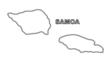 Neon Samoa Map Outline Futuristic Digital Glow Halftone Illustration
