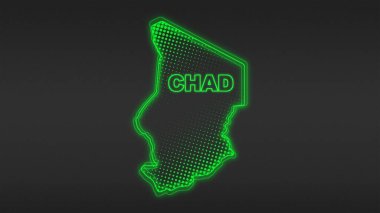 Neon Çad Haritası Fütürist Dijital Işıltı YarıTonlama İllüstrasyonu